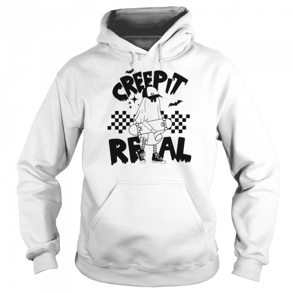 Ghost skateboard creep it real Halloween  Unisex Hoodie