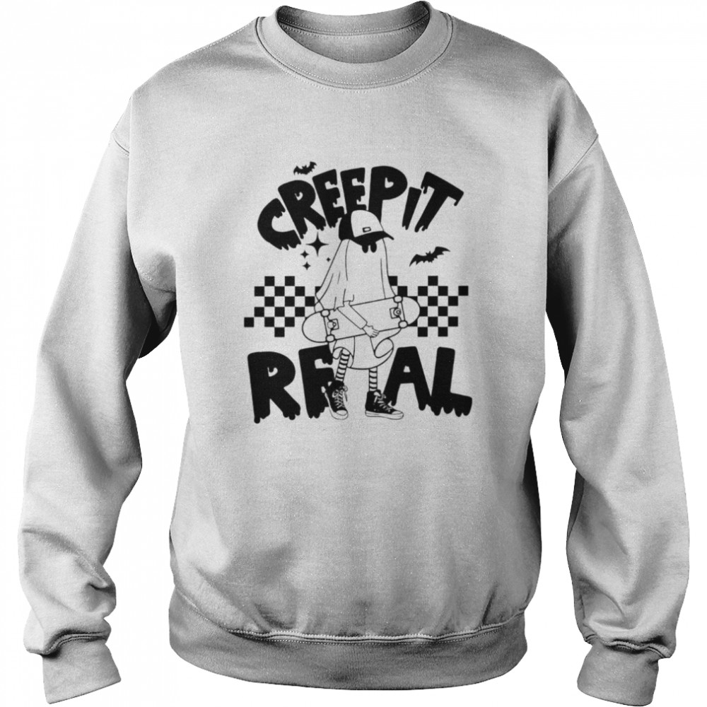 Ghost skateboard creep it real Halloween  Unisex Sweatshirt