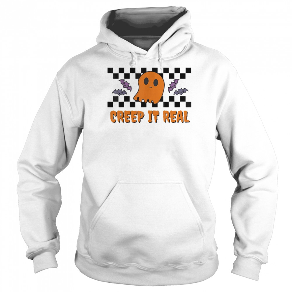 Halloween Ghost Checkerboard T-Shirt Unisex Hoodie