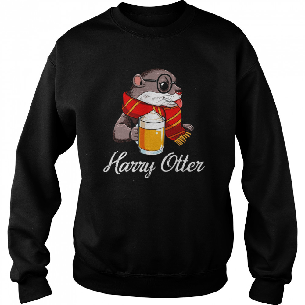 Harry Otter Cute Wizard Otter With Butter Beer  Unisex Sweatshirt