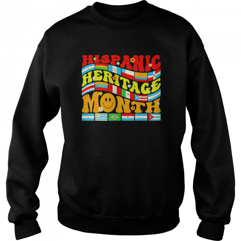 Hispanic Heritage Month Latino Countries Flag Retro Groovy T-Shirt Unisex Sweatshirt