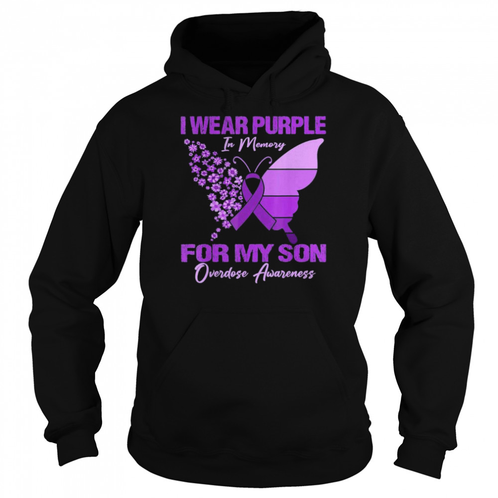 I Wear Purple In Memory For My Son Overdose Awareness T-Shirt Unisex Hoodie