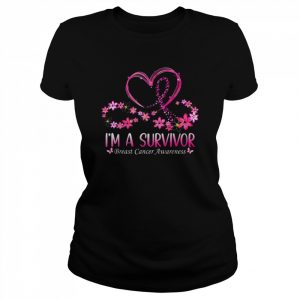 I’m A Survivor Breast Cancer Awareness Pink Ribbon Flower T-Shirt Classic Women's T-shirt