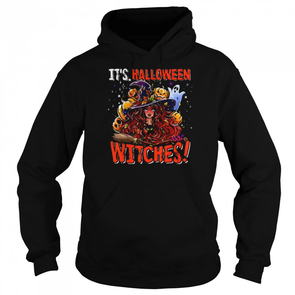 It’s Halloween Witches Halloween Witch With Cat Boo Ghost  Unisex Hoodie