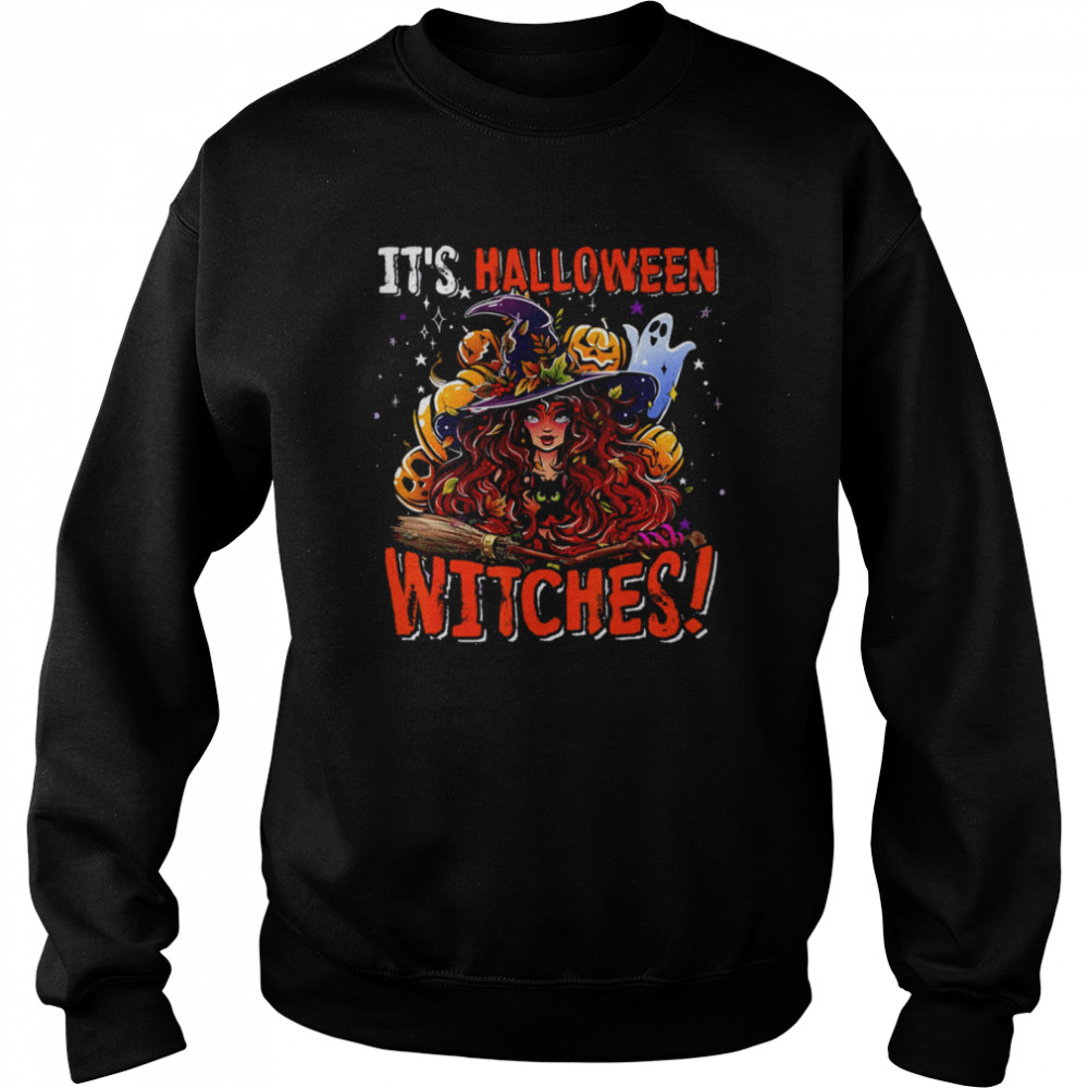 It’s Halloween Witches Halloween Witch With Cat Boo Ghost  Unisex Sweatshirt