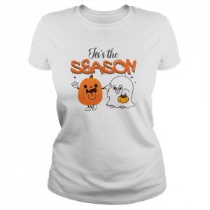 Jis’s The Season Cute Pumpkin And Ghost Spooky Season Halloween Graphic  Classic Women's T-shirt