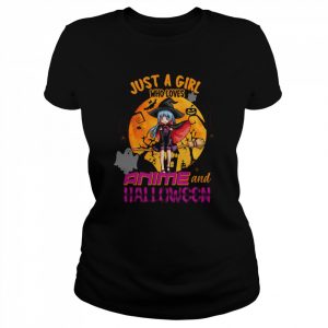 Just A Girl Who Loves Anime And Halloween Witch Pumpkin Essential  Classic Women's T-shirt