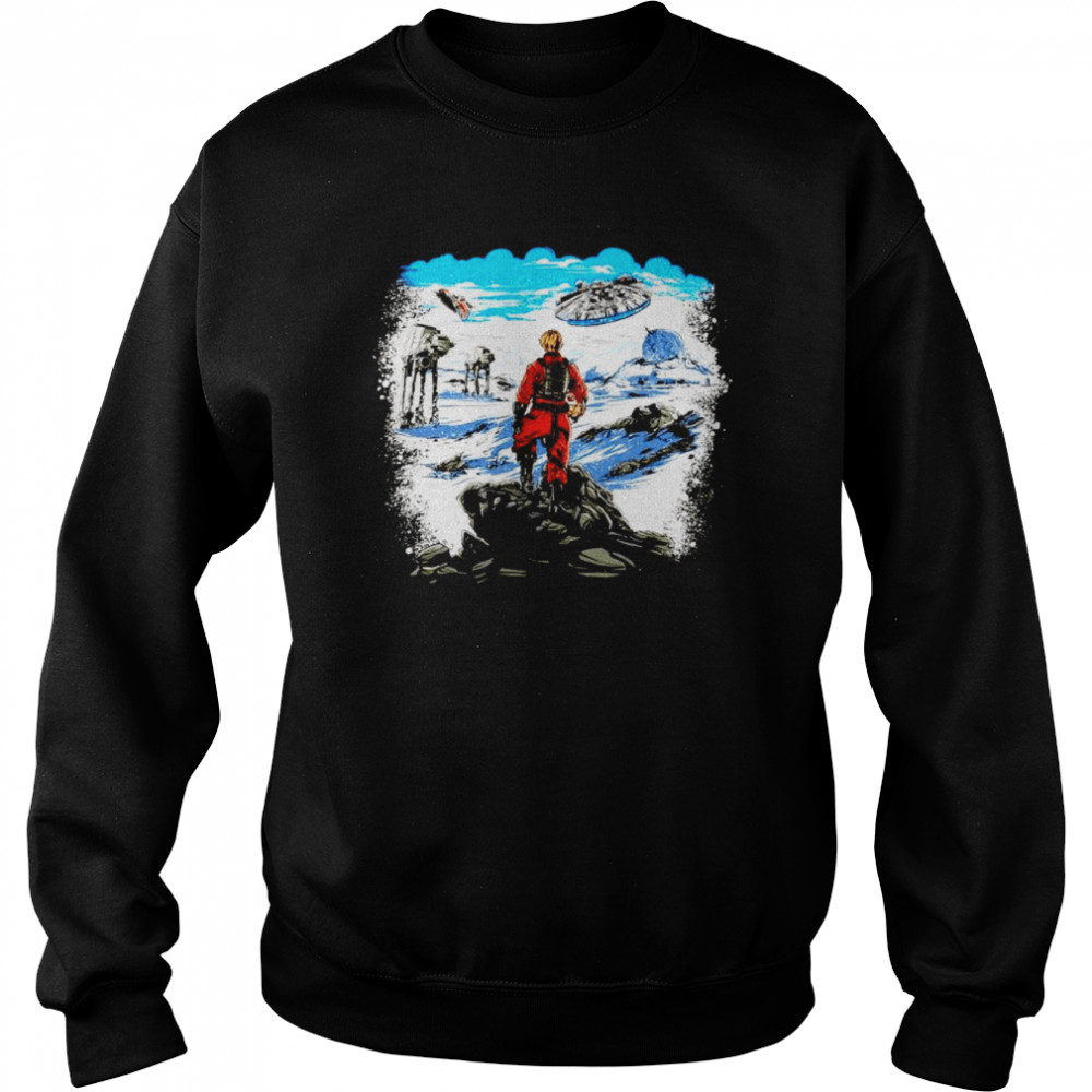 Luke Skywalker rebel above the sea of snow  Unisex Sweatshirt