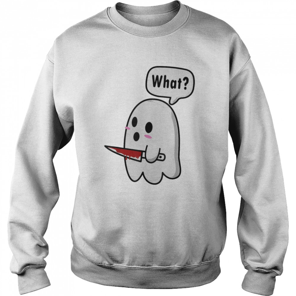 Murderous Kawaii Ghost with Knife Halloween T-Shirt Unisex Sweatshirt