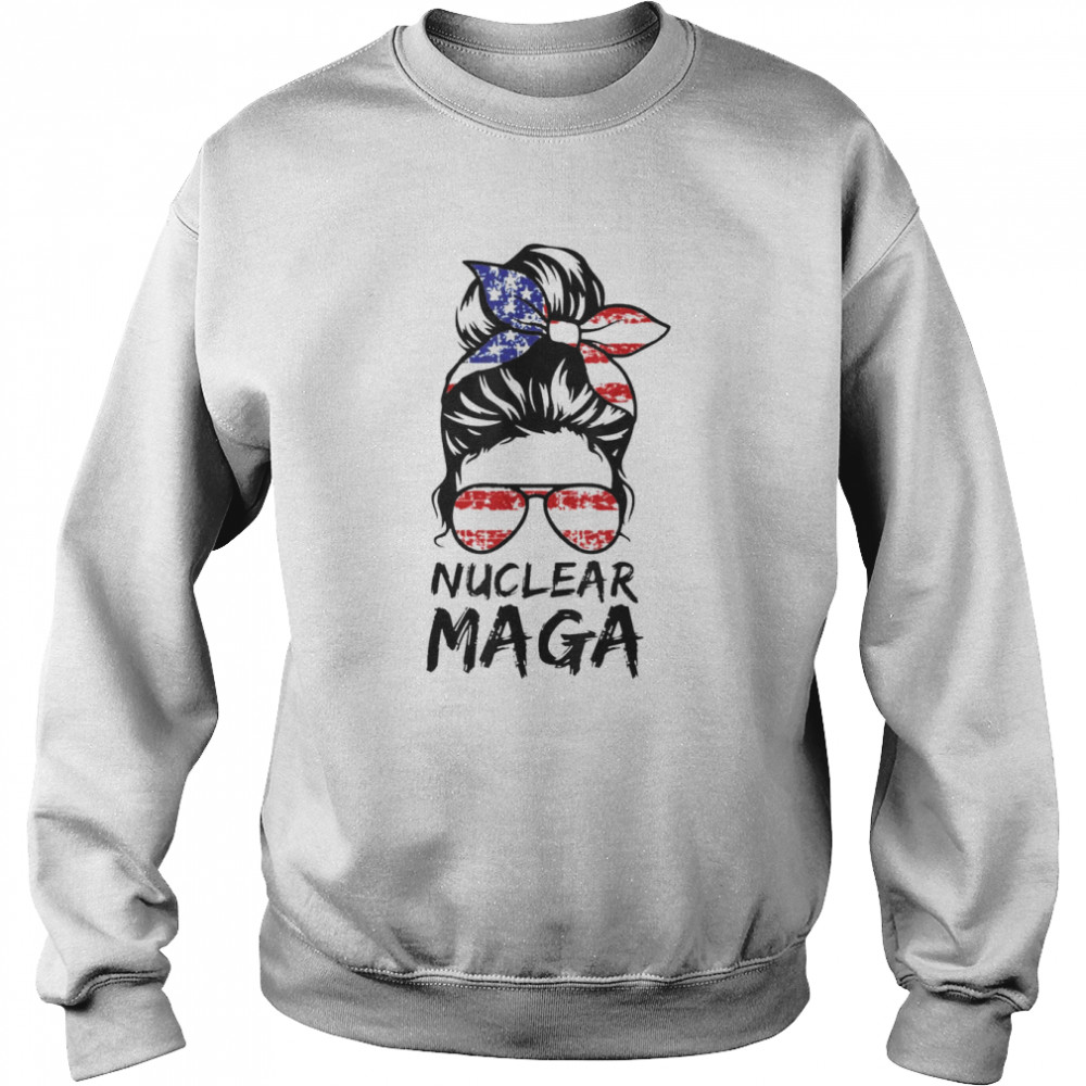 Nuclear maga messy bun American flag pro Trump  Unisex Sweatshirt