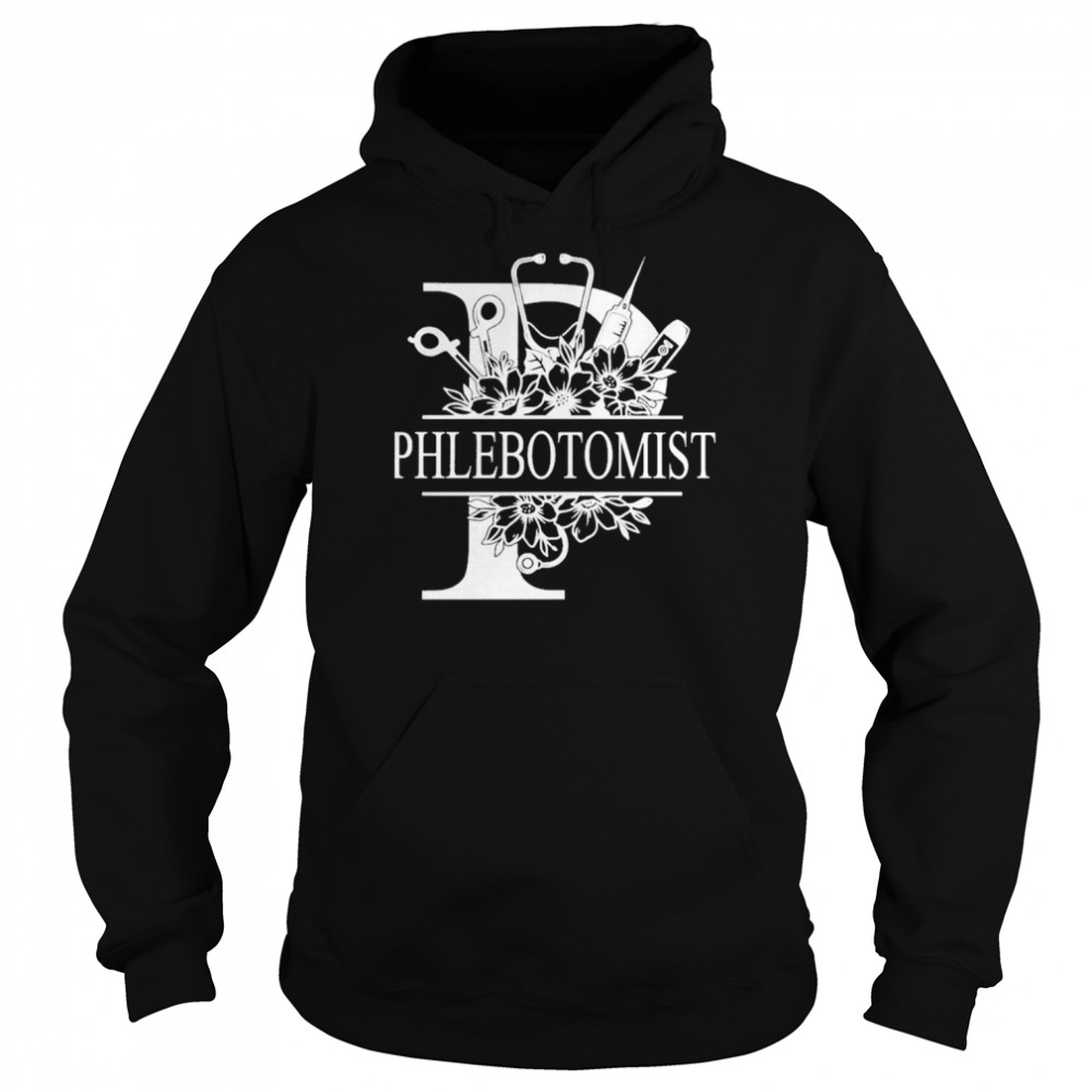 Nurse Split Floral Frame Phlebotomist Shirt Unisex Hoodie