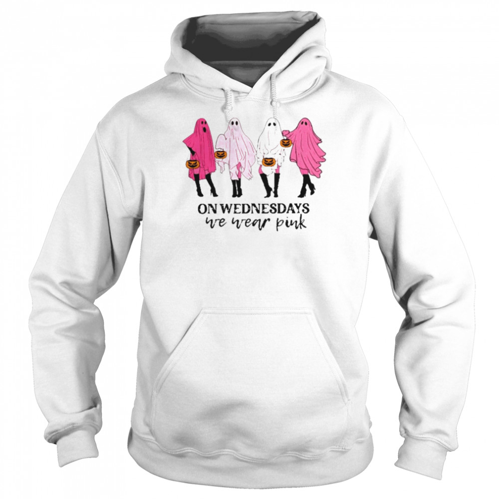 On Wednesday We Wear Pink Ghost Halloween T-Shirt Unisex Hoodie