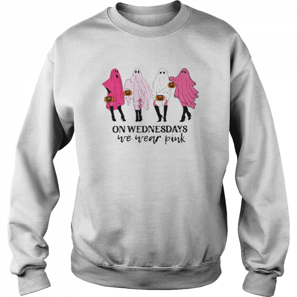 On Wednesday We Wear Pink Ghost Halloween T-Shirt Unisex Sweatshirt