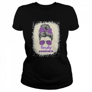 Overdose awareness Warrior messy hair bun Purple Ribbon T-Shirt Classic Women's T-shirt