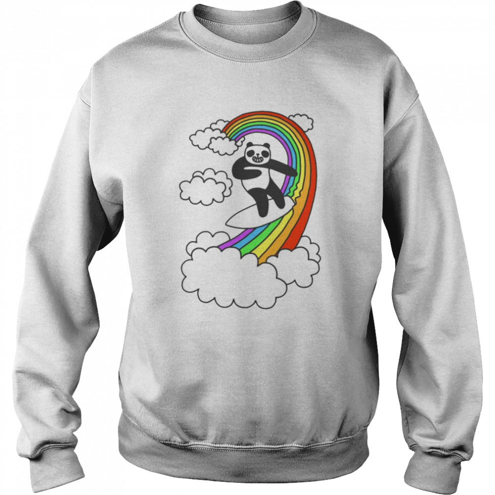 Pandas Surf Rainbows  Unisex Sweatshirt