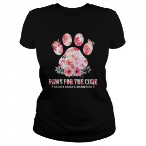 Paws for the cure breast cancer awareness floral  Classic Women's T-shirt