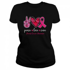 Peace Love Cure Pink Ribbon Cancer Breast Awareness Month T-Shirt Classic Women's T-shirt