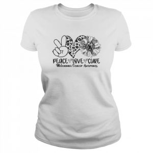 Peace love cure sunflower leopard melanoma cancer awareness  Classic Women's T-shirt