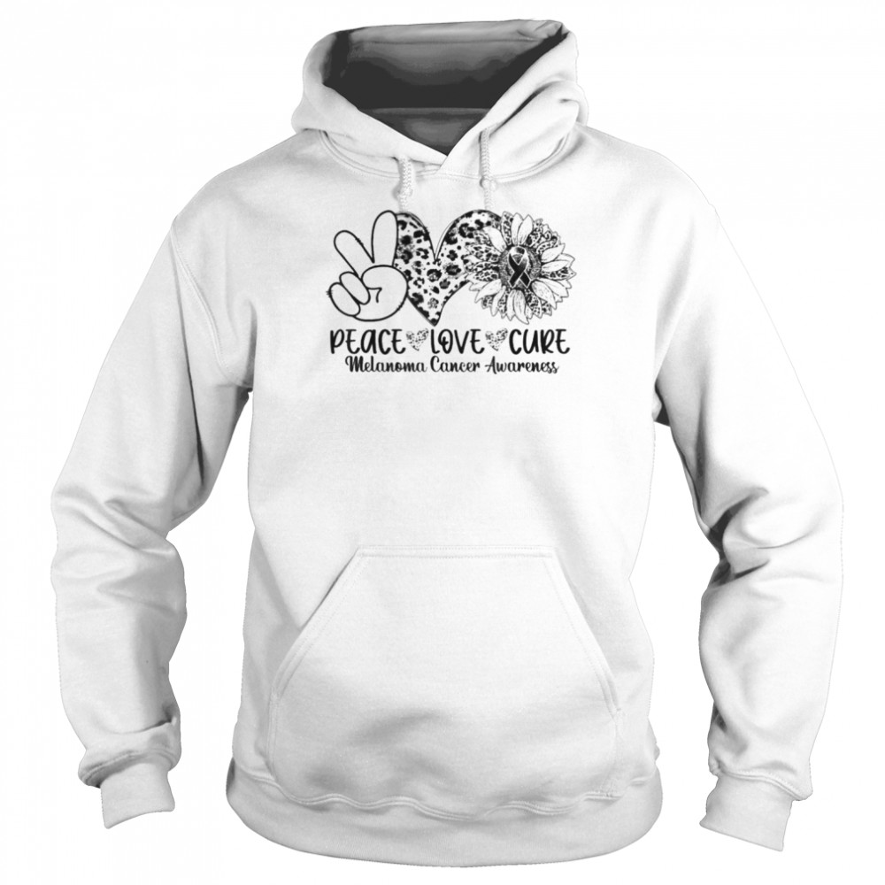 Peace love cure sunflower leopard melanoma cancer awareness  Unisex Hoodie