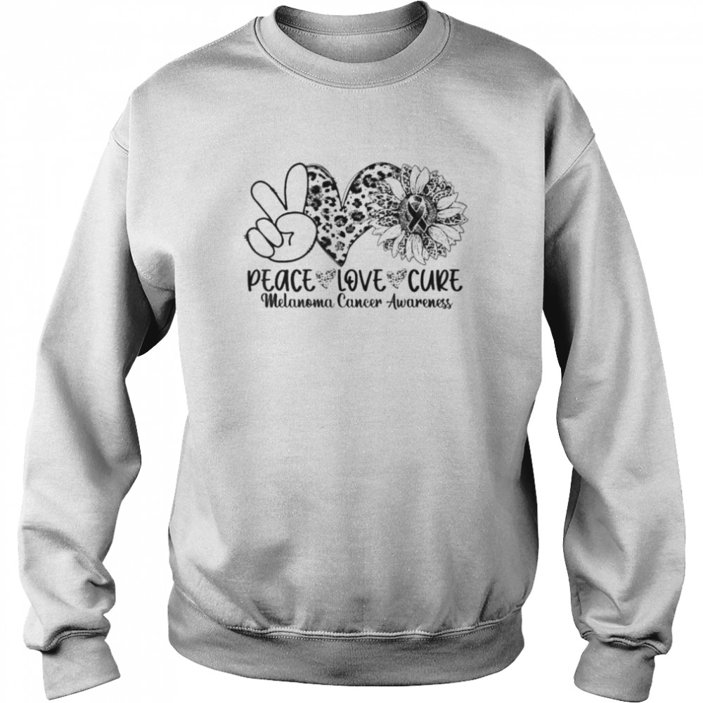 Peace love cure sunflower leopard melanoma cancer awareness  Unisex Sweatshirt