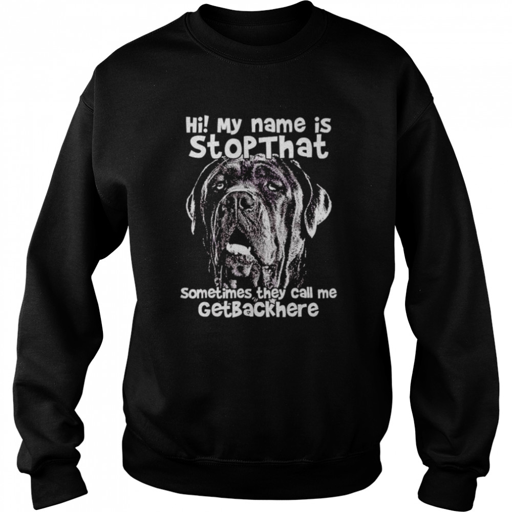 Pitbull Hi my name is stop that sometimes they call me get back here  Unisex Sweatshirt