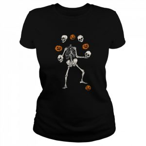 Play With Me Stay Spooky Juggling Skeleton Pumpkins And Skeleton Halloween  Classic Women's T-shirt