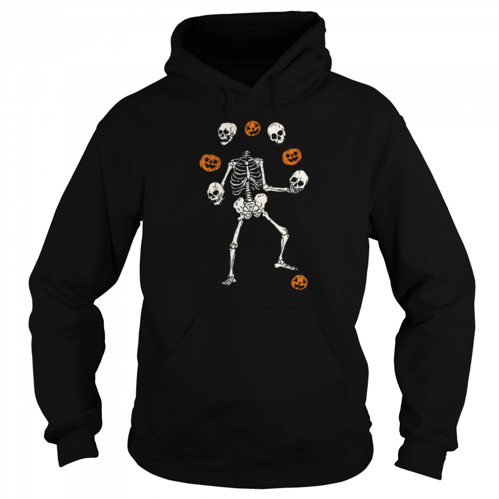 Play With Me Stay Spooky Juggling Skeleton Pumpkins And Skeleton Halloween  Unisex Hoodie