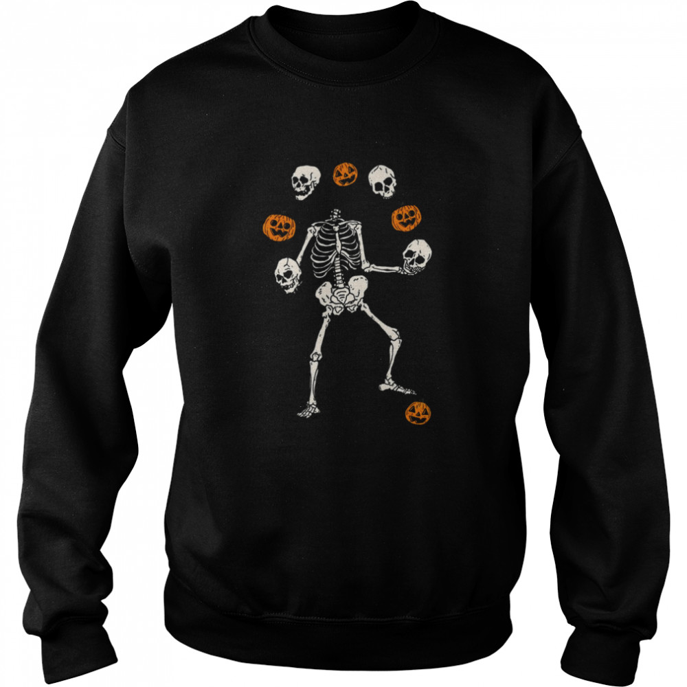 Play With Me Stay Spooky Juggling Skeleton Pumpkins And Skeleton Halloween  Unisex Sweatshirt