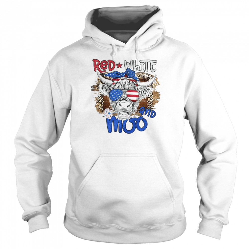 Red White And Moo Highland Cow  Unisex Hoodie