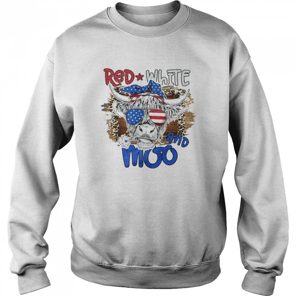 Red White And Moo Highland Cow  Unisex Sweatshirt