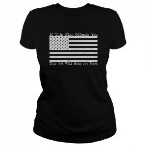 Retro Vintage American Flag If This Flag Offends You This Vet Will Help You Pack  Classic Women's T-shirt