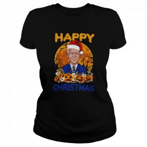 Santa Hat Christmas Funny Anti Joe Biden Halloween Spooky Night  Classic Women's T-shirt