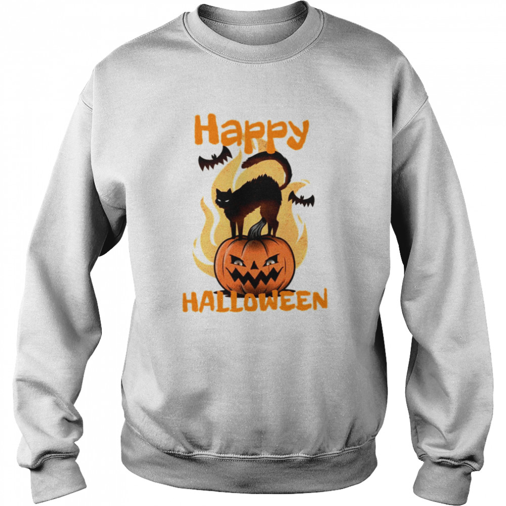 Scary Black Cat Halloween Spooky Night  Unisex Sweatshirt