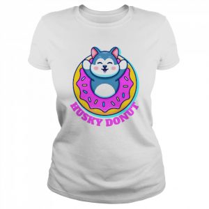 Siberian Funny Pink Art Husky Donut  Classic Women's T-shirt