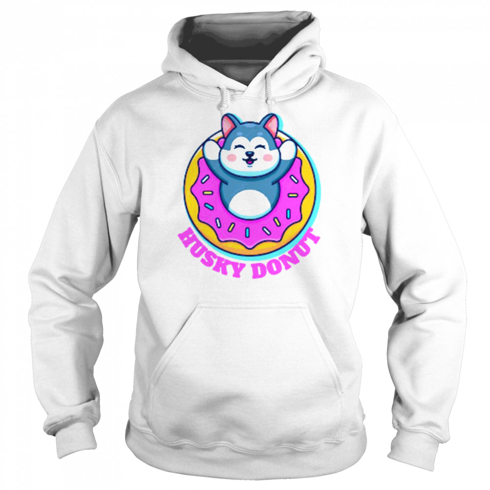 Siberian Funny Pink Art Husky Donut  Unisex Hoodie