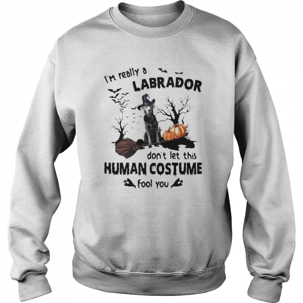 Silver Labrador Dog I’m Really A Labrador Don’t Let This Human Costume Fool You Halloween Shirt Unisex Sweatshirt