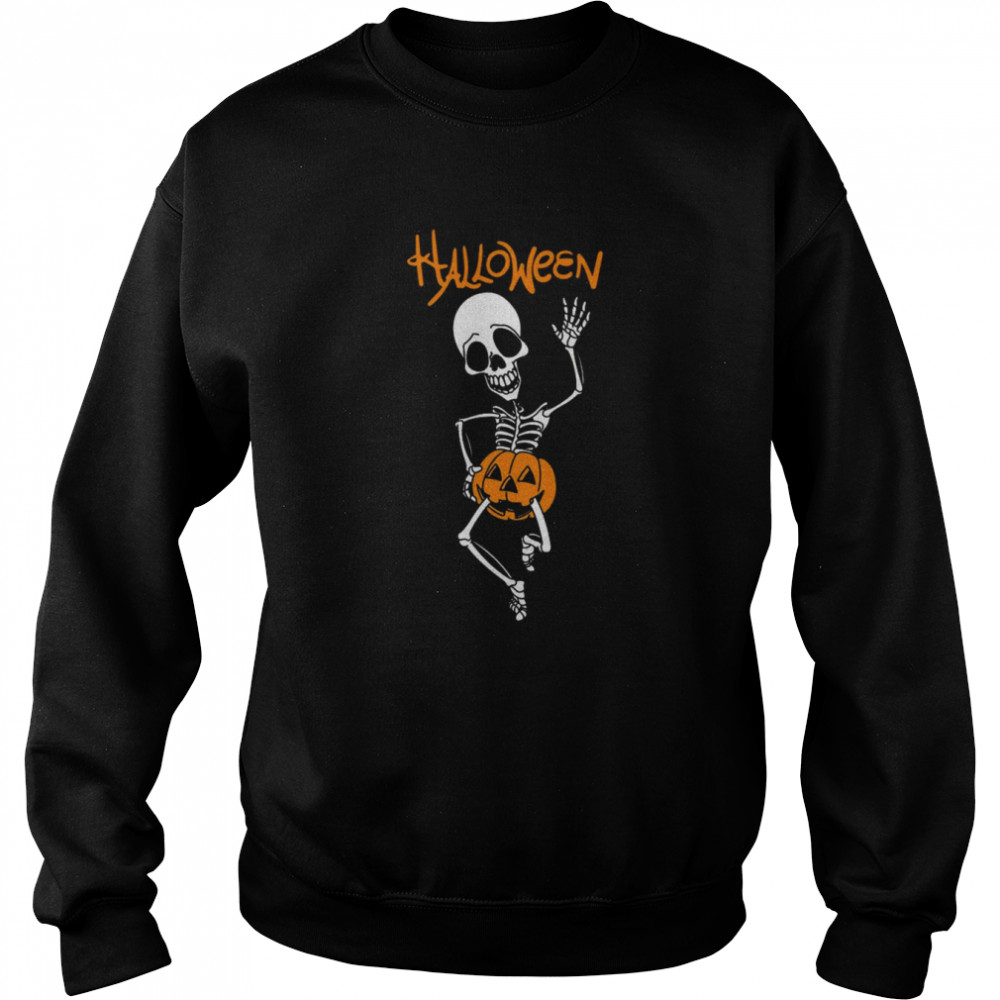 Skeleton Pumpkin Halloween Shirt Unisex Sweatshirt