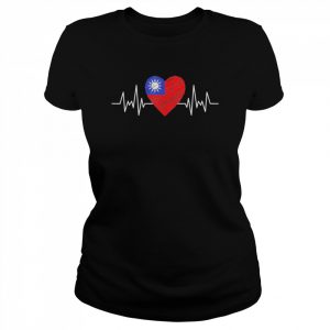 Taiwan Flag With Heartbeat Pride Grunge Taiwanese Flag T-Shirt Classic Women's T-shirt