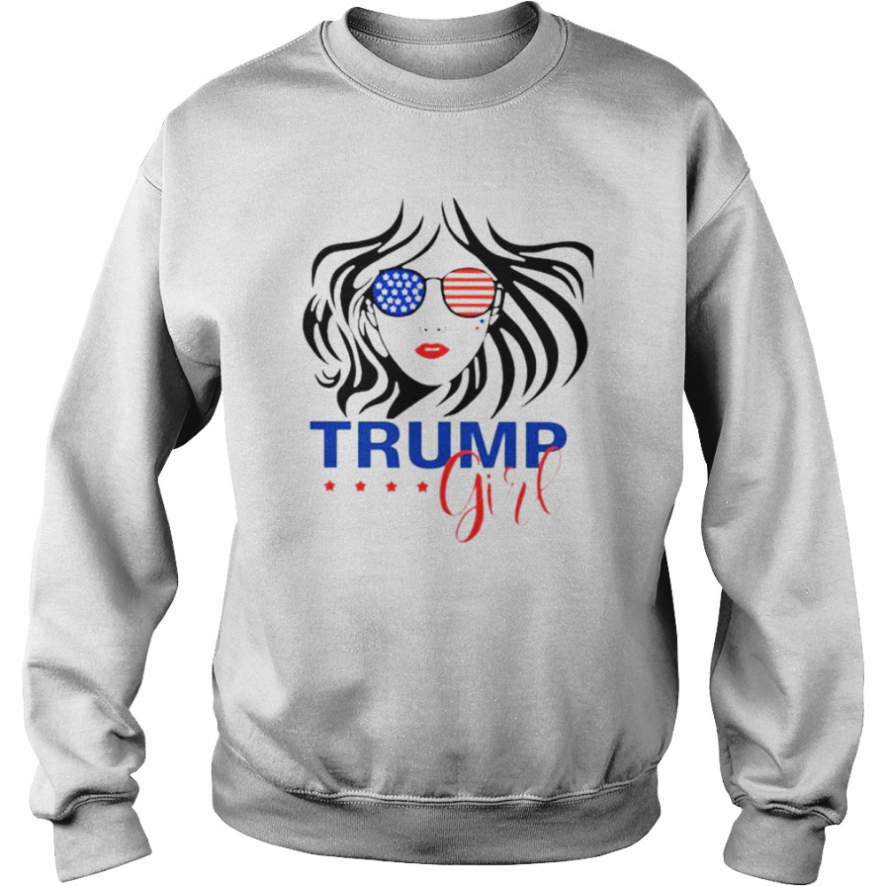 Trump girl glasses American flag  Unisex Sweatshirt