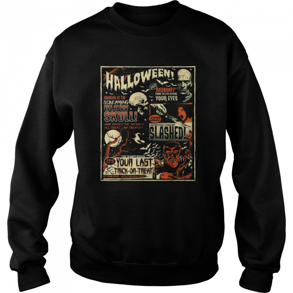 Vintage Horror Movie Poster Terror Old Time Halloween  Unisex Sweatshirt