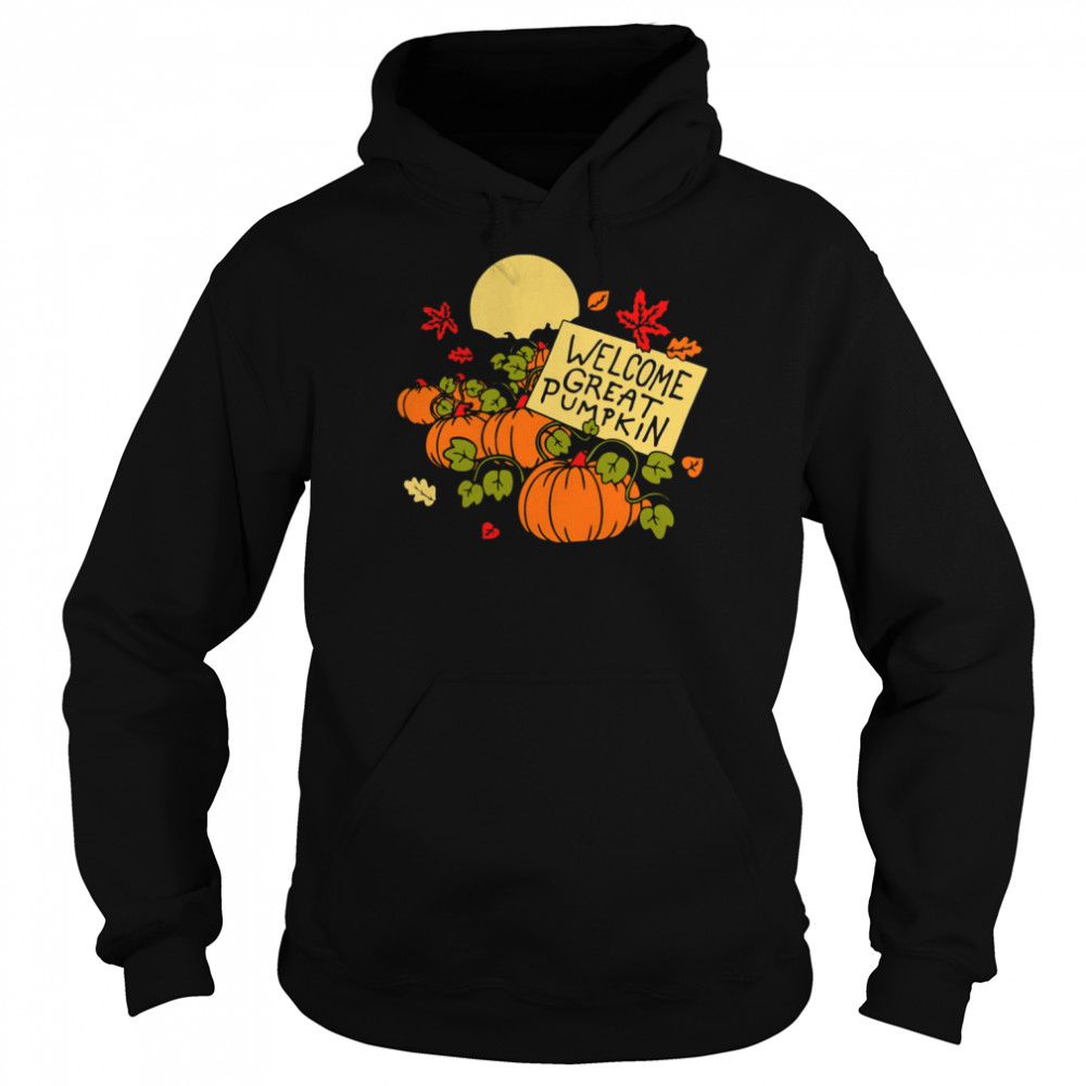 Welcome Great Pumpkin Spooky Halloween Ghost Vintage  Unisex Hoodie