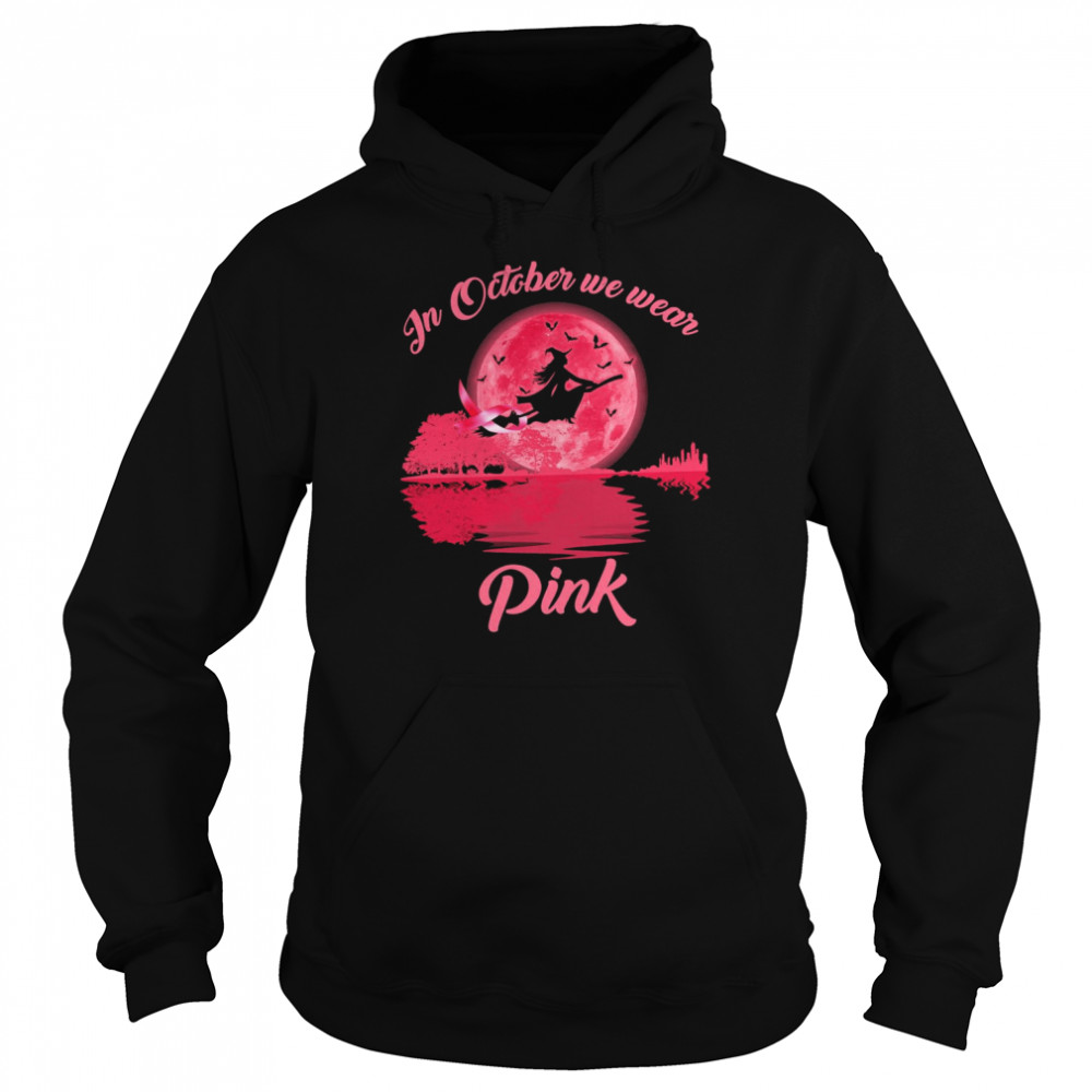 Witch Guitar Reflection In October We Wear Pink Moon Shirt Unisex Hoodie