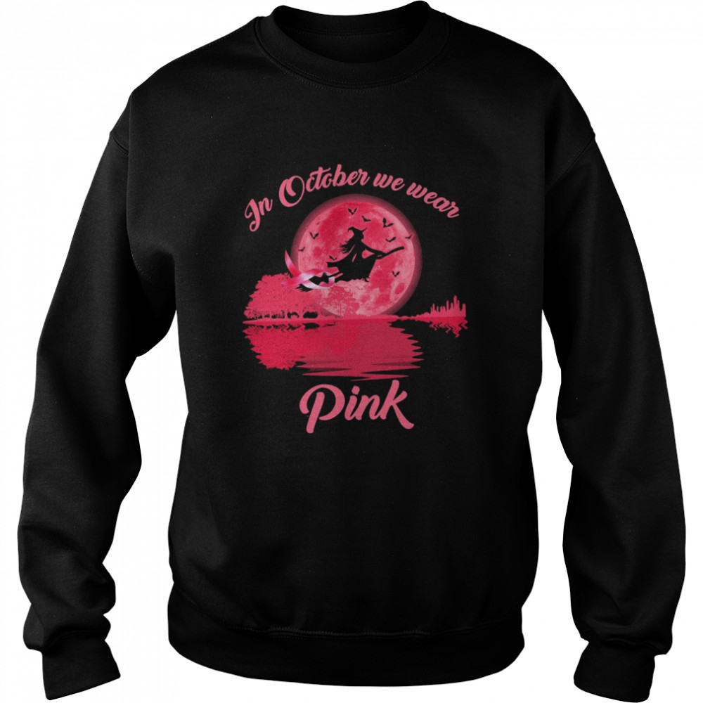 Witch Guitar Reflection In October We Wear Pink Moon Shirt Unisex Sweatshirt