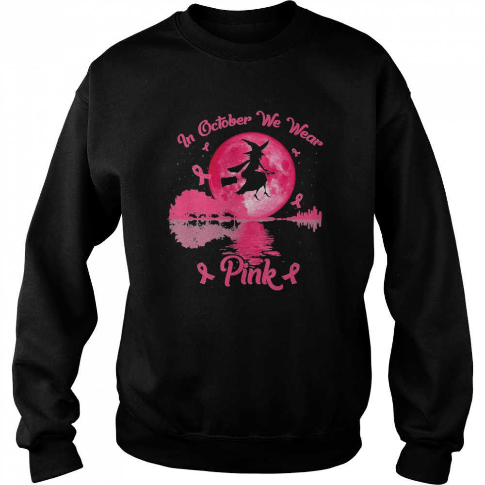 Witches In October We Wear Pink Autumn Fall Breast Cancer Essential T-Shirt Unisex Sweatshirt