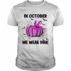 in October We Wear Pink Pumpkin Buffalo Plaid Halloween T-Shirt Classic Men's T-shirt