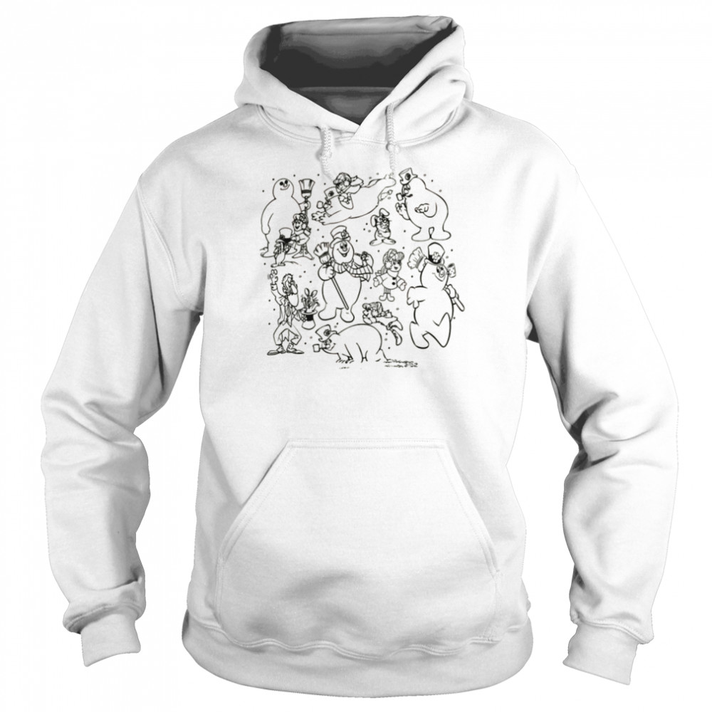 Aesthetic Lineart Frosty The Snowman Christmas  Unisex Hoodie