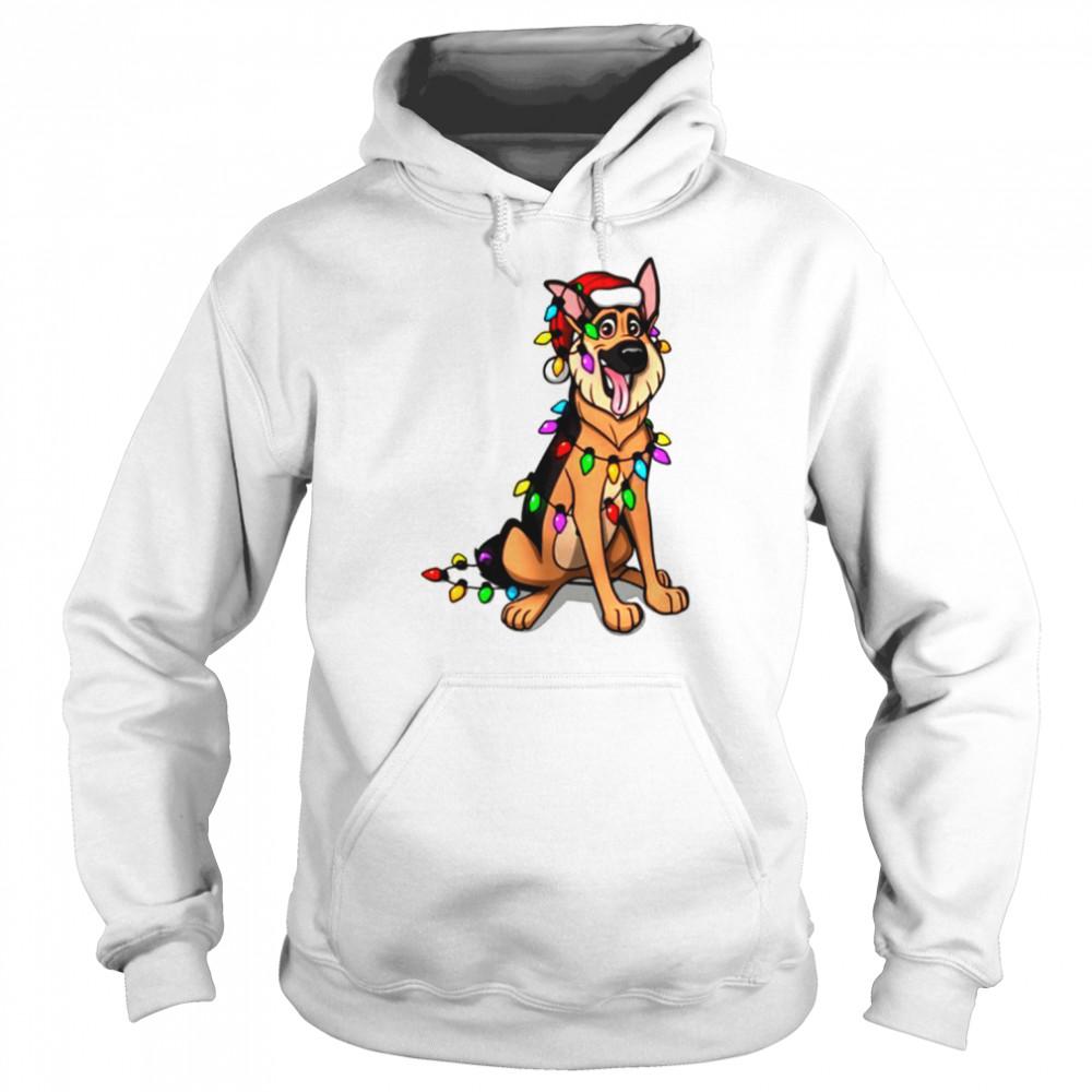 Animated German Shepherd Merry Christmas  Unisex Hoodie