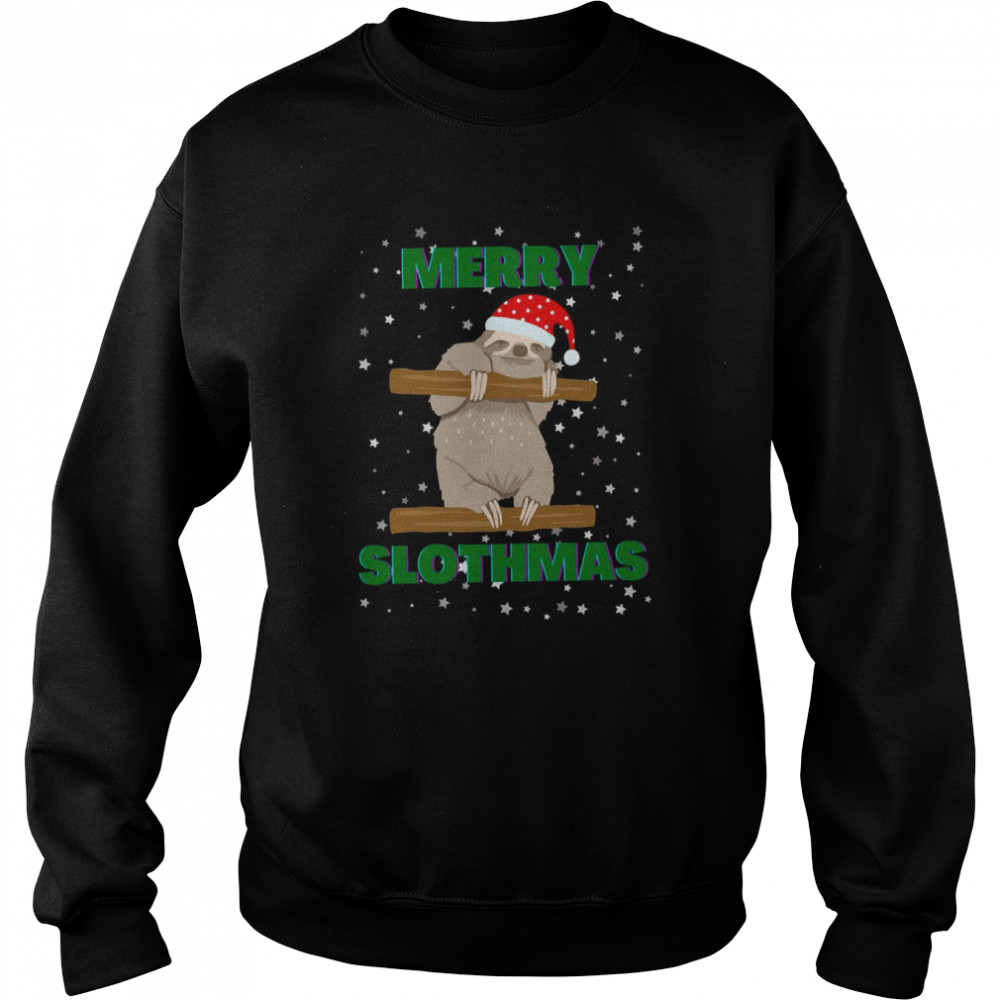 Animated Sloth Art Merry Slothmas  Unisex Sweatshirt