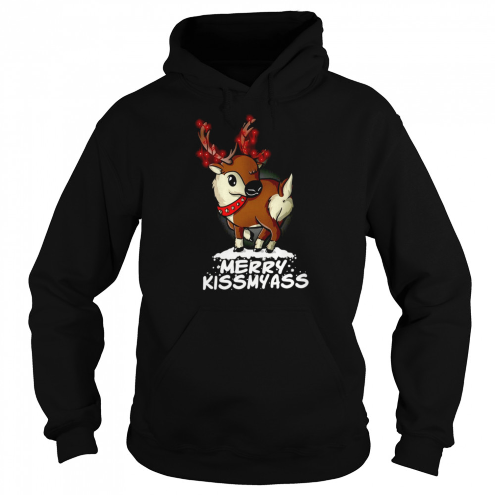 Baby Reindeer Merry Kiss My Ass Xmas  Unisex Hoodie