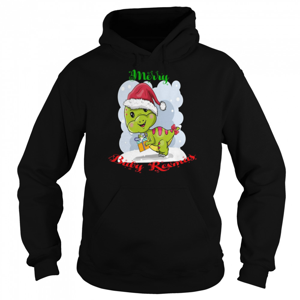 Baby T Rex Funny Dinosaur Cartoon Santa Saurus  Unisex Hoodie